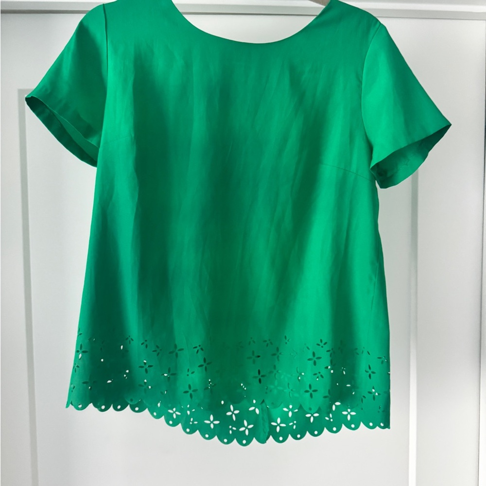 LOFT Green Boxy Embellished Blouse
